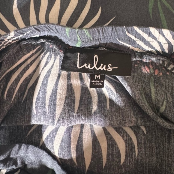 Lulu’s Trancoso Dusty Blue Floral Dandelion Flower Maxi High Slit Skirt M - Picture 5 of 6